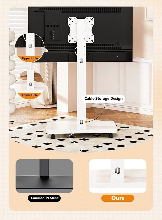 WALALLA TV Mount Stand,Mobile TV Cart On Wheels for 10 to 43 Inch LED Flat Screen TVs Tilting TV Stand, Height Adjustable Rolling TV Floor Stand - Image 5